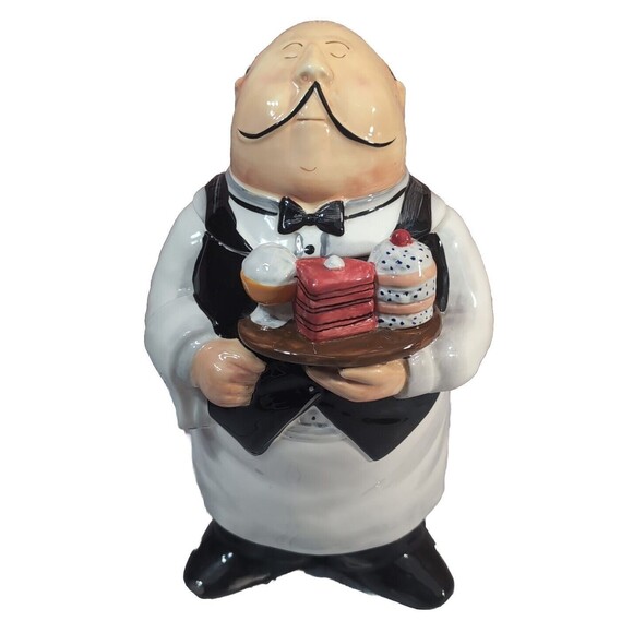 Vintage T. Flickinger Certified International Ceramic Butler/Waiter Cookie Jar